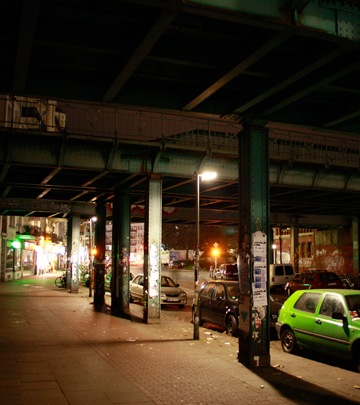 Hamburg, Sternschanze, pred osvetlením