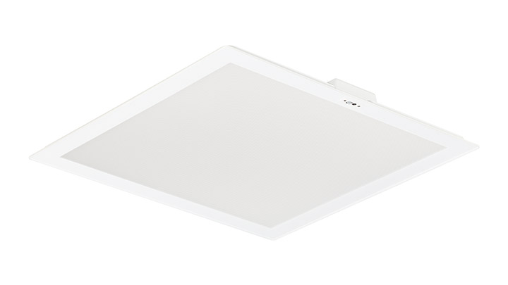 Štvorcové svietidlo SlimBlend ponúka efekty zvyšujúce pohodlie, ako je rozptýlené svetlo, ktoré splynie s architektonickými prvkami stropu